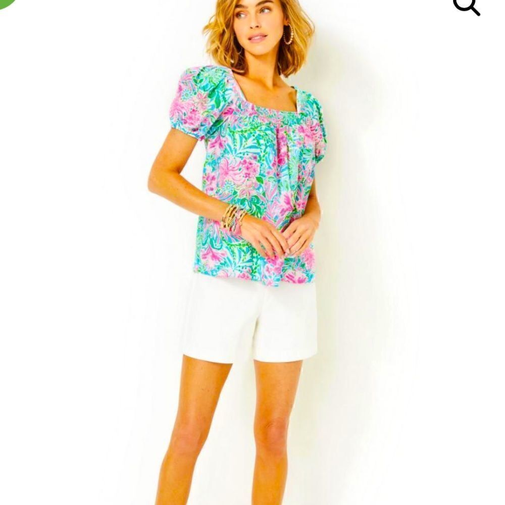 Lilly Pulitzer Keating Short Sleeve Linen Top